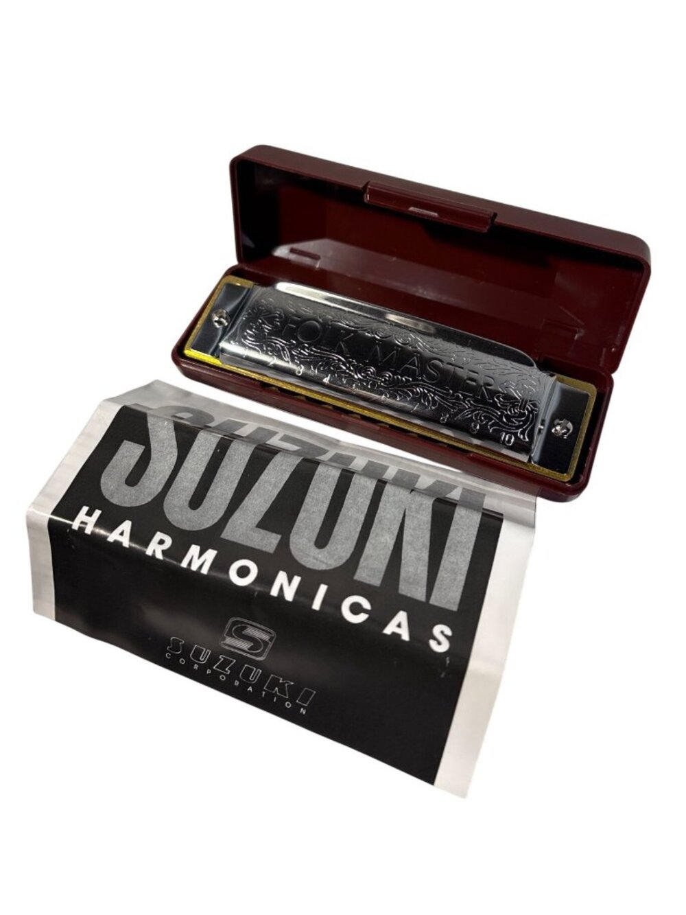 Suzuki Folk Master Harmonica Key of G Case & Instructions Professional Quality